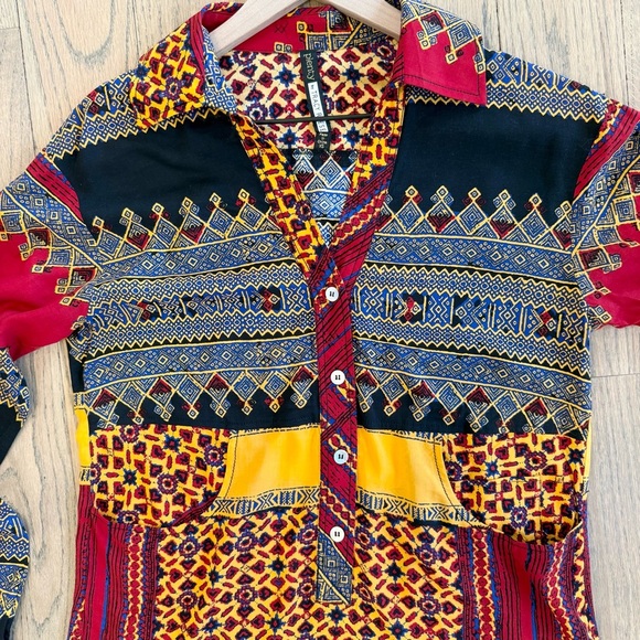 Plenty By Tracey Reese Women’s Vibrant Tribal Printed Button Down Blouse Size XS - Picture 11 of 15